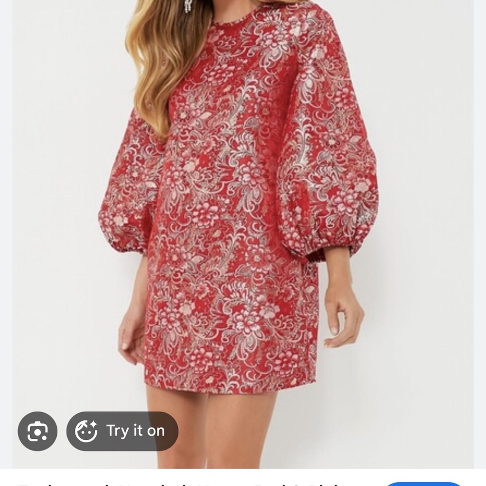 Tuckernuck Red Floral Puff-Sleeve Mini Dress